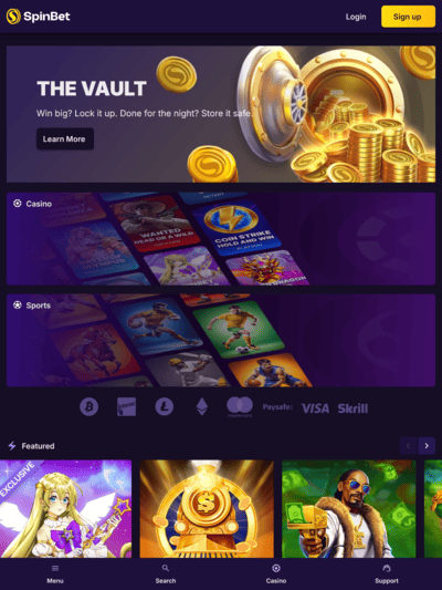 Spinbet Homepage Vault